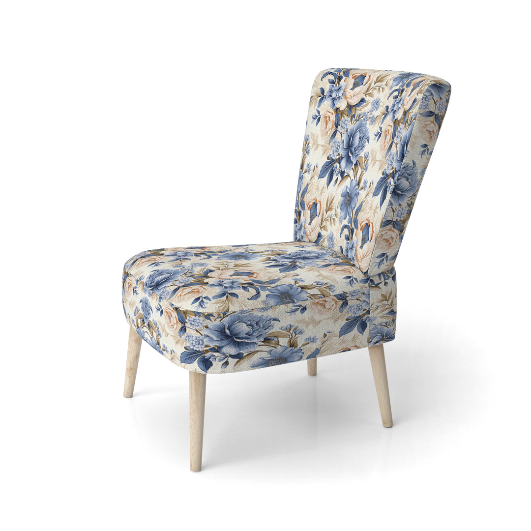 Cobalt Blue Victorian Rococo Victorian Pattern - Cottage Accent Slipper Chair