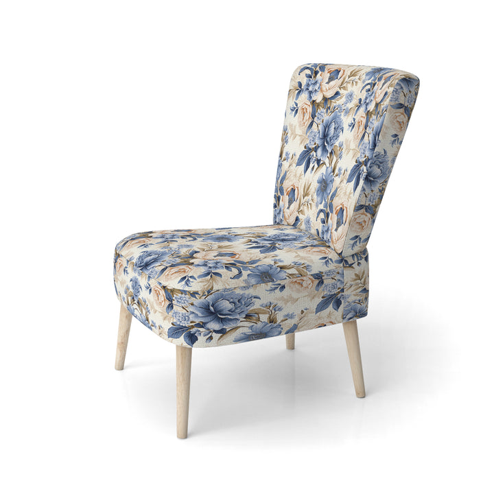 Cobalt Blue Victorian Rococo Victorian Pattern - Cottage Accent Slipper Chair