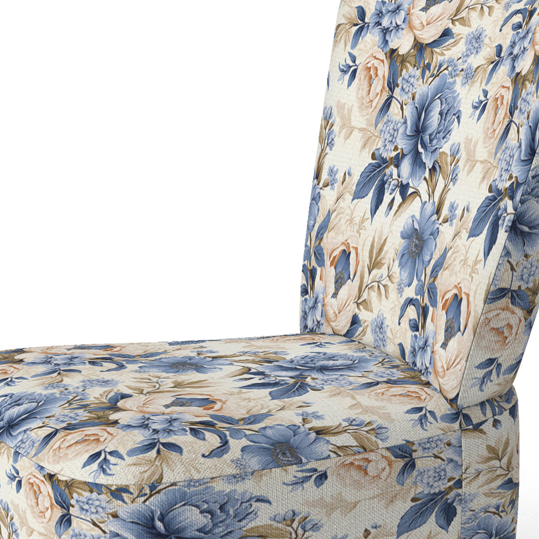 Cobalt Blue Victorian Rococo Victorian Pattern - Cottage Accent Slipper Chair