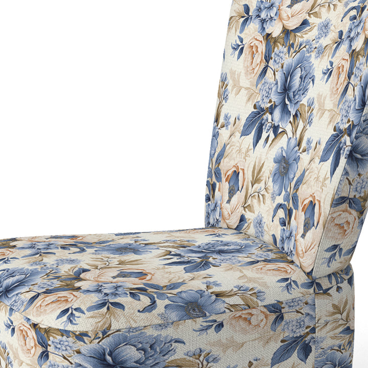 Cobalt Blue Victorian Rococo Victorian Pattern - Cottage Accent Slipper Chair