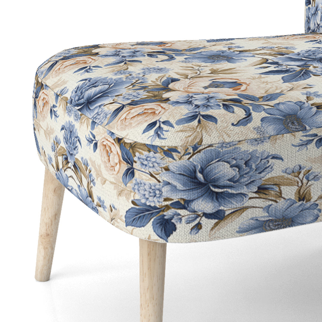 Cobalt Blue Victorian Rococo Victorian Pattern - Cottage Accent Slipper Chair