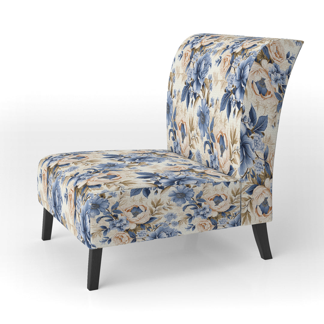 Cobalt Blue Victorian Rococo Victorian Pattern - Cottage Accent Slipper Chair