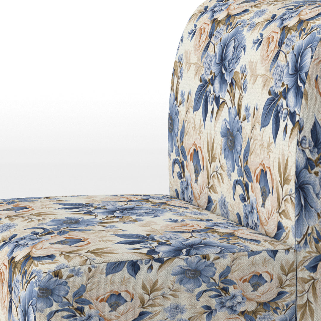 Cobalt Blue Victorian Rococo Victorian Pattern - Cottage Accent Slipper Chair