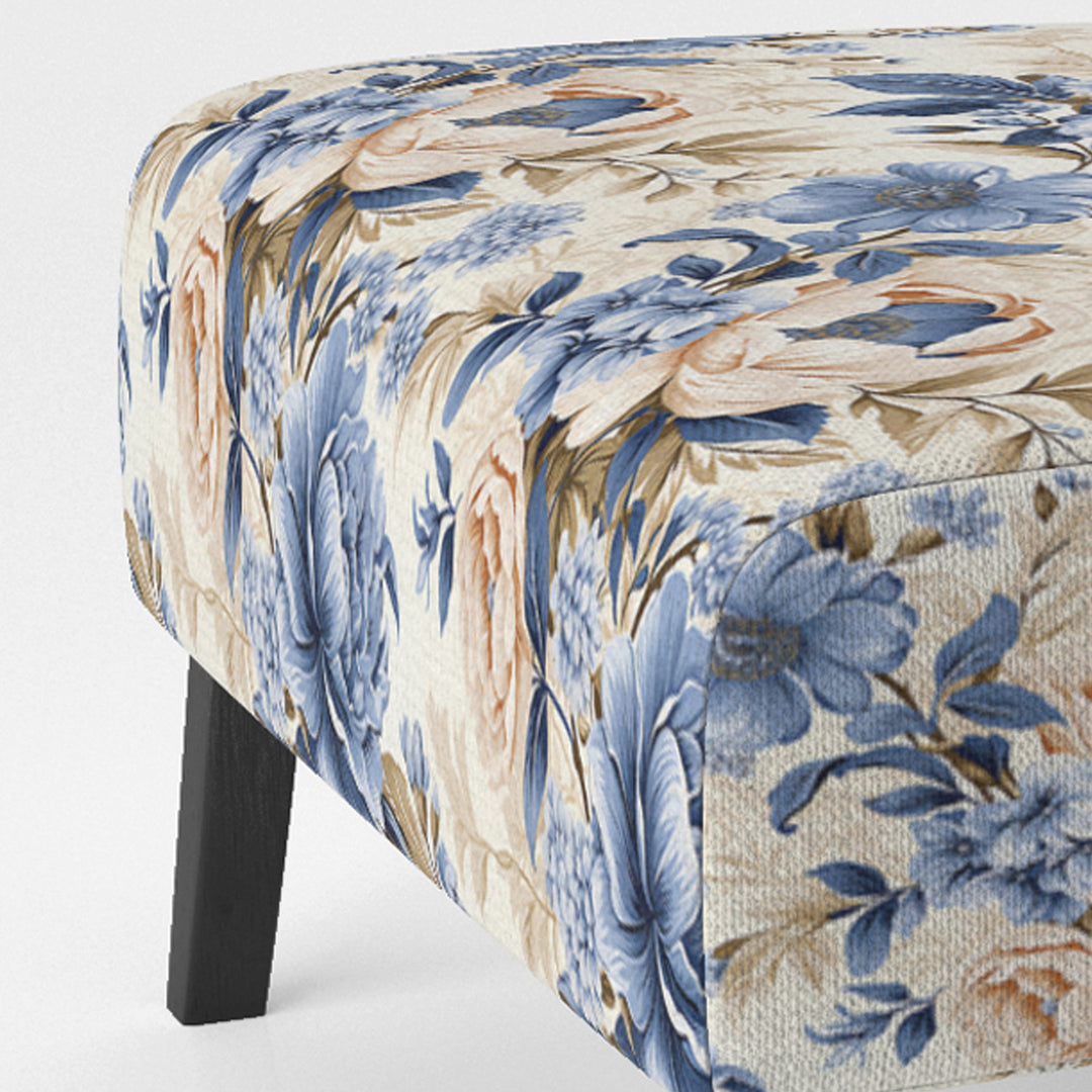 Cobalt Blue Victorian Rococo Victorian Pattern - Cottage Accent Slipper Chair