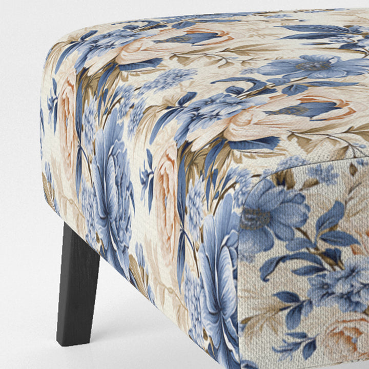 Cobalt Blue Victorian Rococo Victorian Pattern - Cottage Accent Slipper Chair