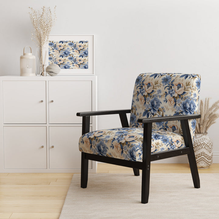 Cobalt Blue Victorian Rococo Victorian Pattern - Cottage Accent Slipper Chair