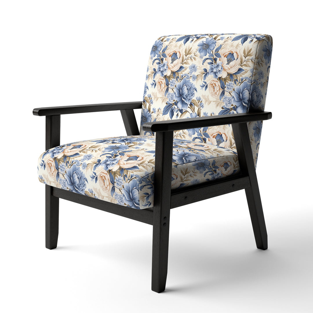 Cobalt Blue Victorian Rococo Victorian Pattern - Cottage Accent Slipper Chair