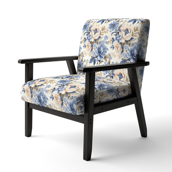 Cobalt Blue Victorian Rococo Victorian Pattern - Cottage Accent Slipper Chair
