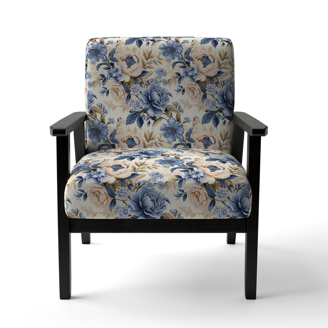 Cobalt Blue Victorian Rococo Victorian Pattern - Cottage Accent Slipper Chair