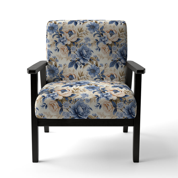 Cobalt Blue Victorian Rococo Victorian Pattern - Cottage Accent Slipper Chair