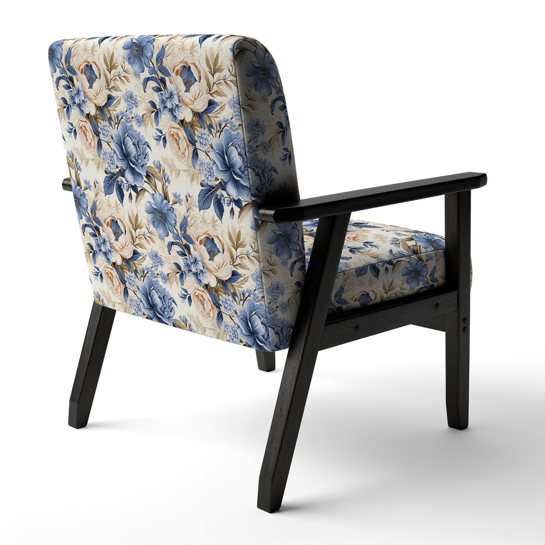 Cobalt Blue Victorian Rococo Victorian Pattern - Cottage Accent Slipper Chair