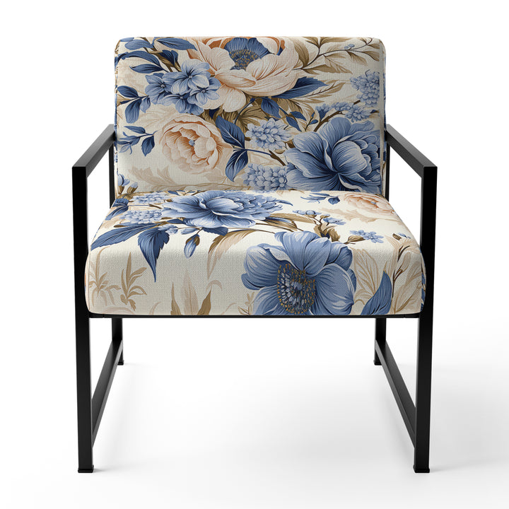 Cobalt Blue Victorian Rococo Victorian Pattern - Cottage Accent Slipper Chair