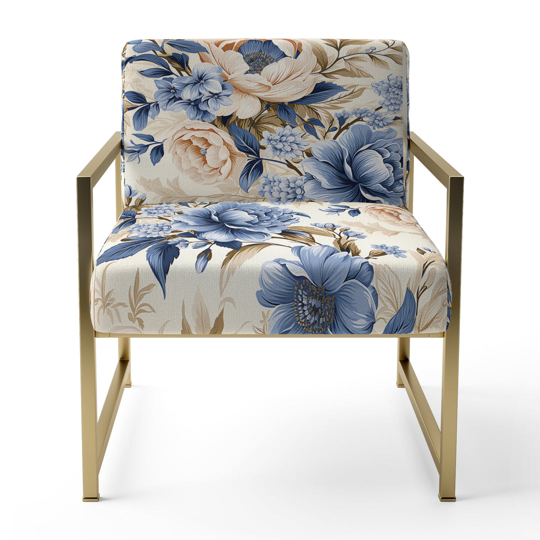 Cobalt Blue Victorian Rococo Victorian Pattern - Cottage Accent Slipper Chair