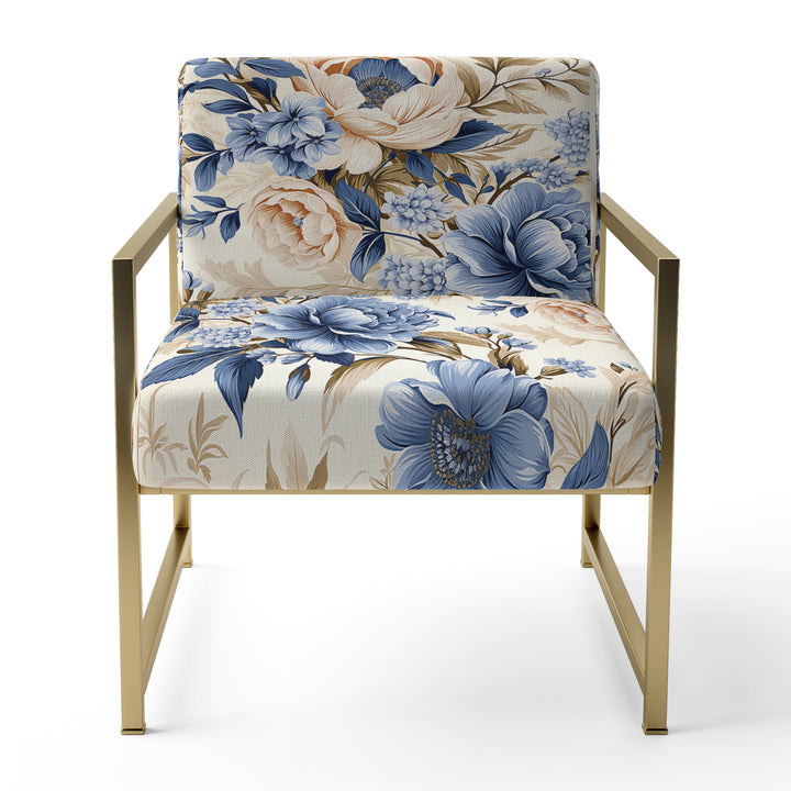 Cobalt Blue Victorian Rococo Victorian Pattern - Cottage Accent Slipper Chair