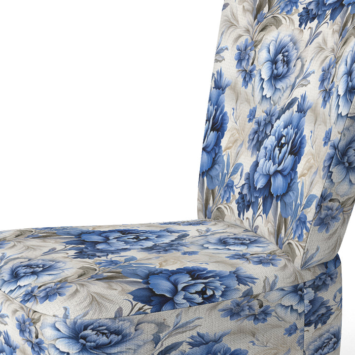 Regal Cobalt Blue Damask Victorian Pattern - Upholstered Cottage Accent Chairs