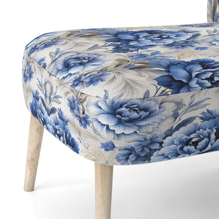 Regal Cobalt Blue Damask Victorian Pattern - Upholstered Cottage Accent Chairs