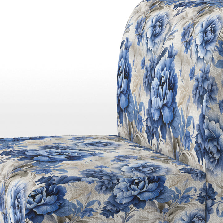 Regal Cobalt Blue Damask Victorian Pattern - Upholstered Cottage Accent Chairs