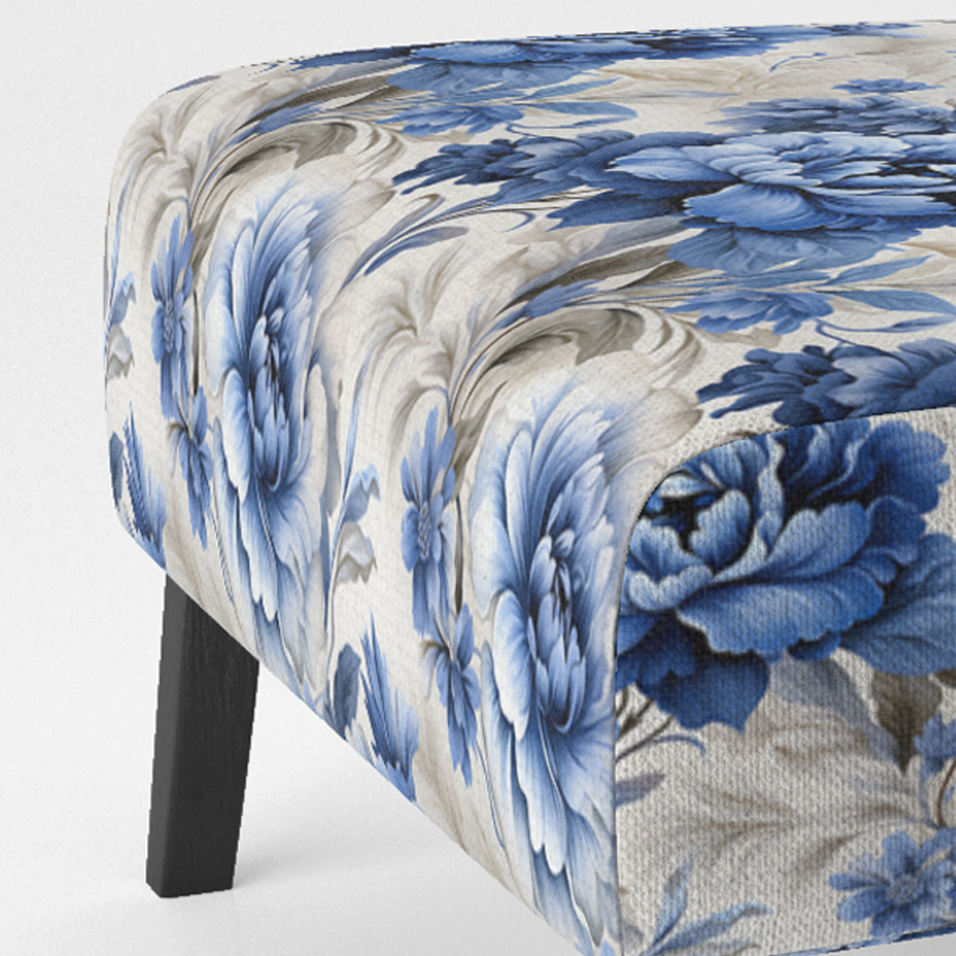 Regal Cobalt Blue Damask Victorian Pattern - Upholstered Cottage Accent Chairs