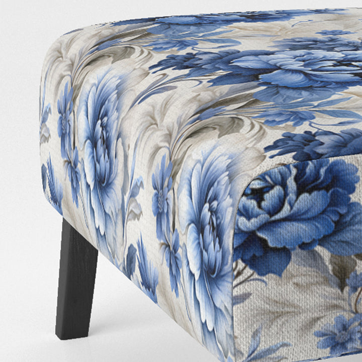 Regal Cobalt Blue Damask Victorian Pattern - Upholstered Cottage Accent Chairs