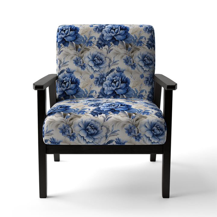 Regal Cobalt Blue Damask Victorian Pattern - Upholstered Cottage Accent Chairs