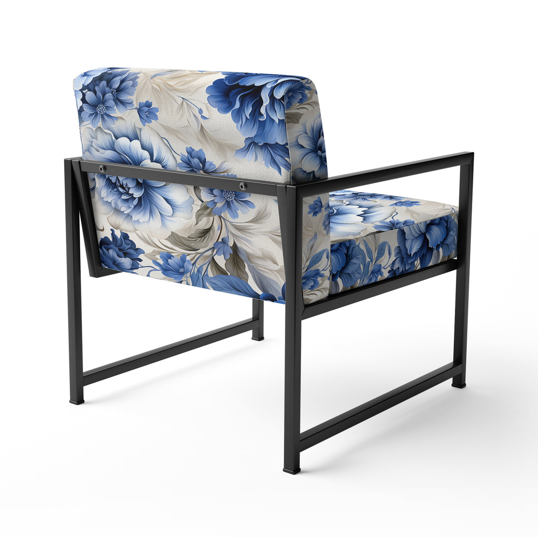 Regal Cobalt Blue Damask Victorian Pattern - Upholstered Cottage Accent Chairs