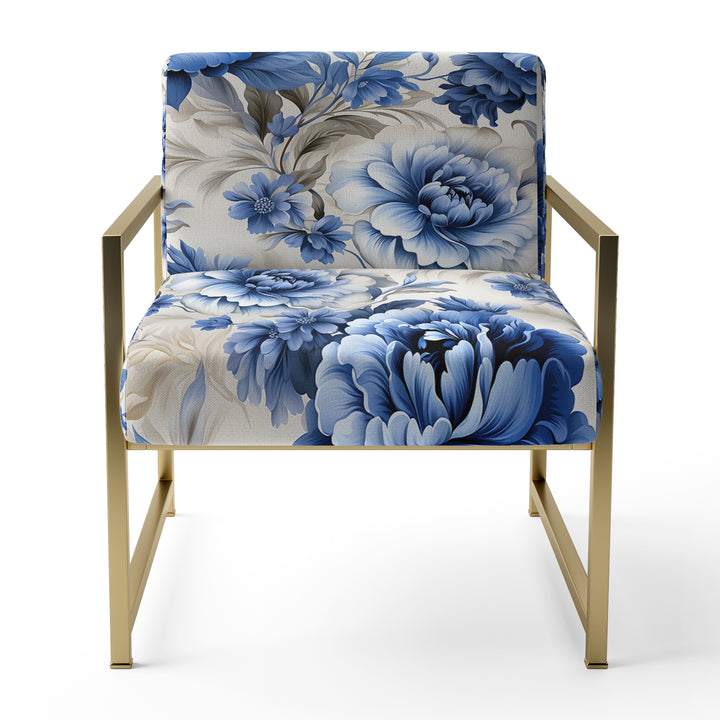 Regal Cobalt Blue Damask Victorian Pattern - Upholstered Cottage Accent Chairs