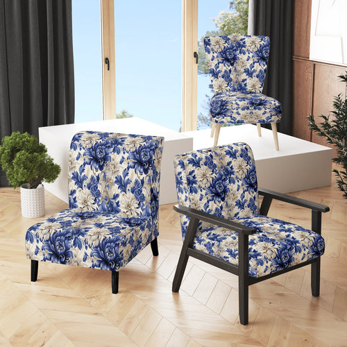 Victorian Cobalt Blue Brocade Victorian Pattern - Cottage Arm Chair