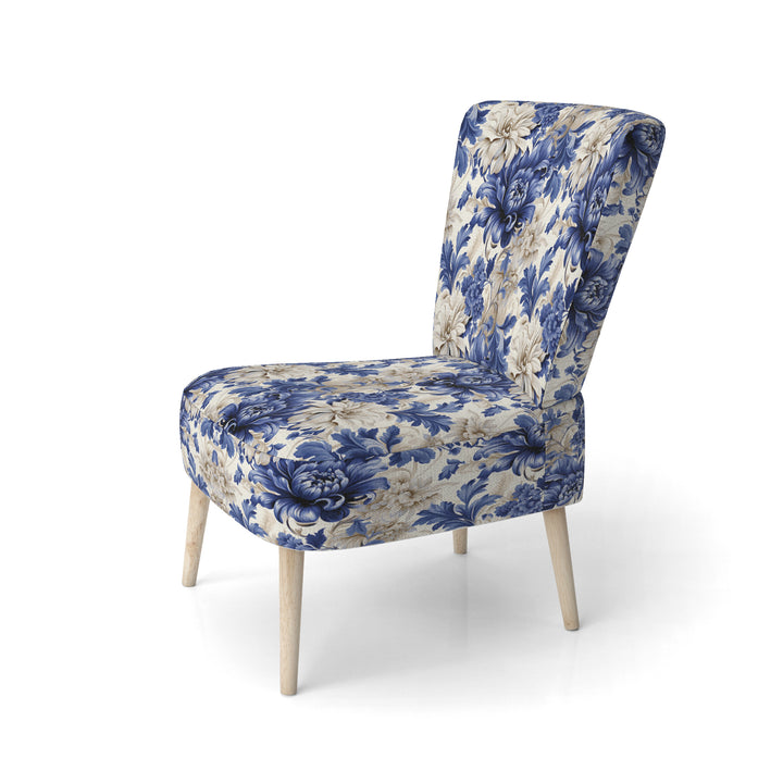 Victorian Cobalt Blue Brocade Victorian Pattern - Cottage Arm Chair