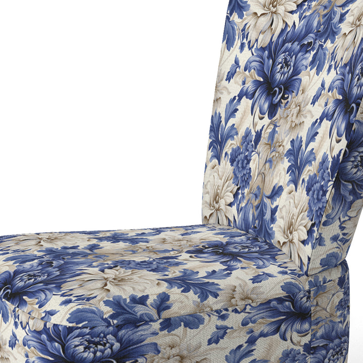Victorian Cobalt Blue Brocade Victorian Pattern - Cottage Arm Chair