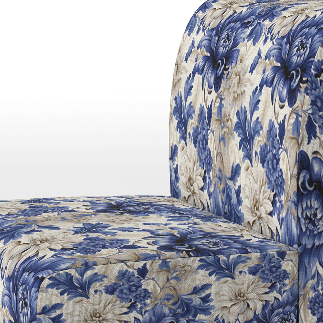 Victorian Cobalt Blue Brocade Victorian Pattern - Cottage Arm Chair