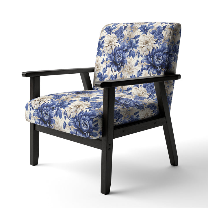 Victorian Cobalt Blue Brocade Victorian Pattern - Cottage Arm Chair