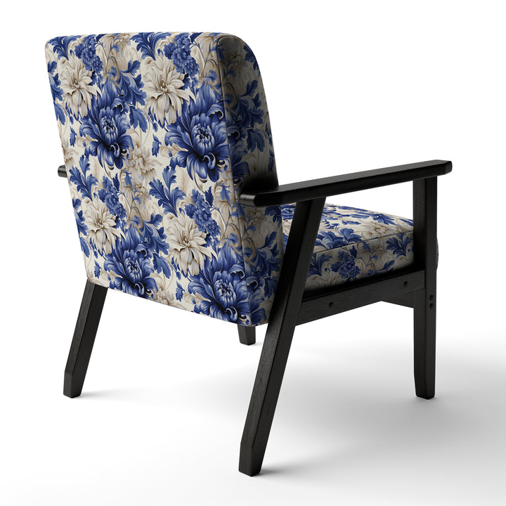 Victorian Cobalt Blue Brocade Victorian Pattern - Cottage Arm Chair