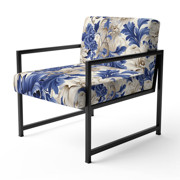 Victorian Cobalt Blue Brocade Victorian Pattern - Cottage Arm Chair