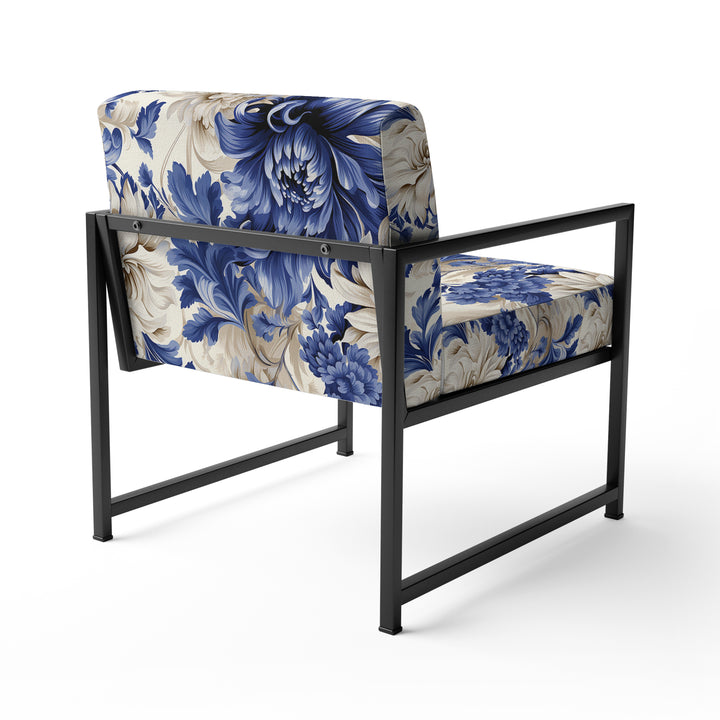 Victorian Cobalt Blue Brocade Victorian Pattern - Cottage Arm Chair