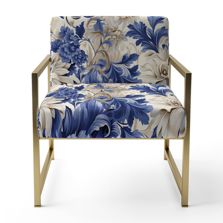 Victorian Cobalt Blue Brocade Victorian Pattern - Cottage Arm Chair