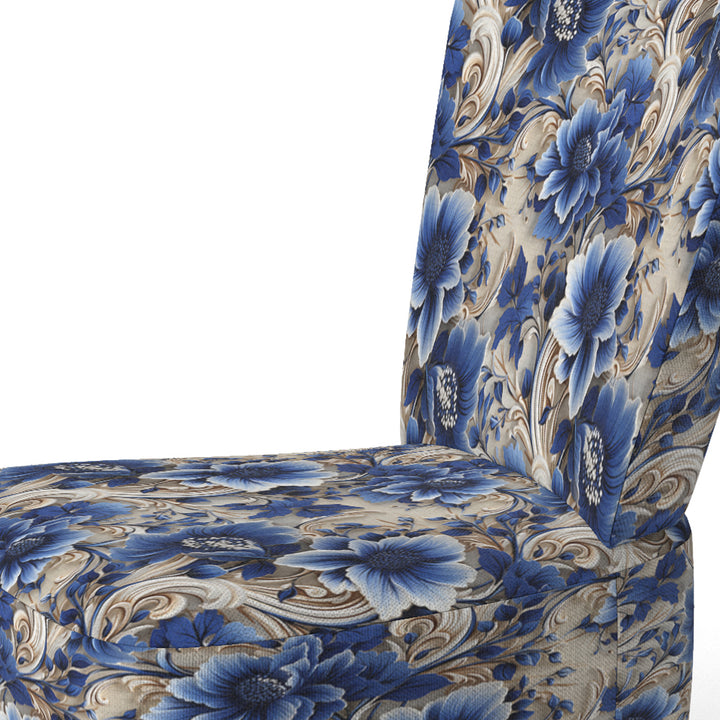 Cobalt Blue And White Victorian Floral Pattern - Cottage Accent Side Chair