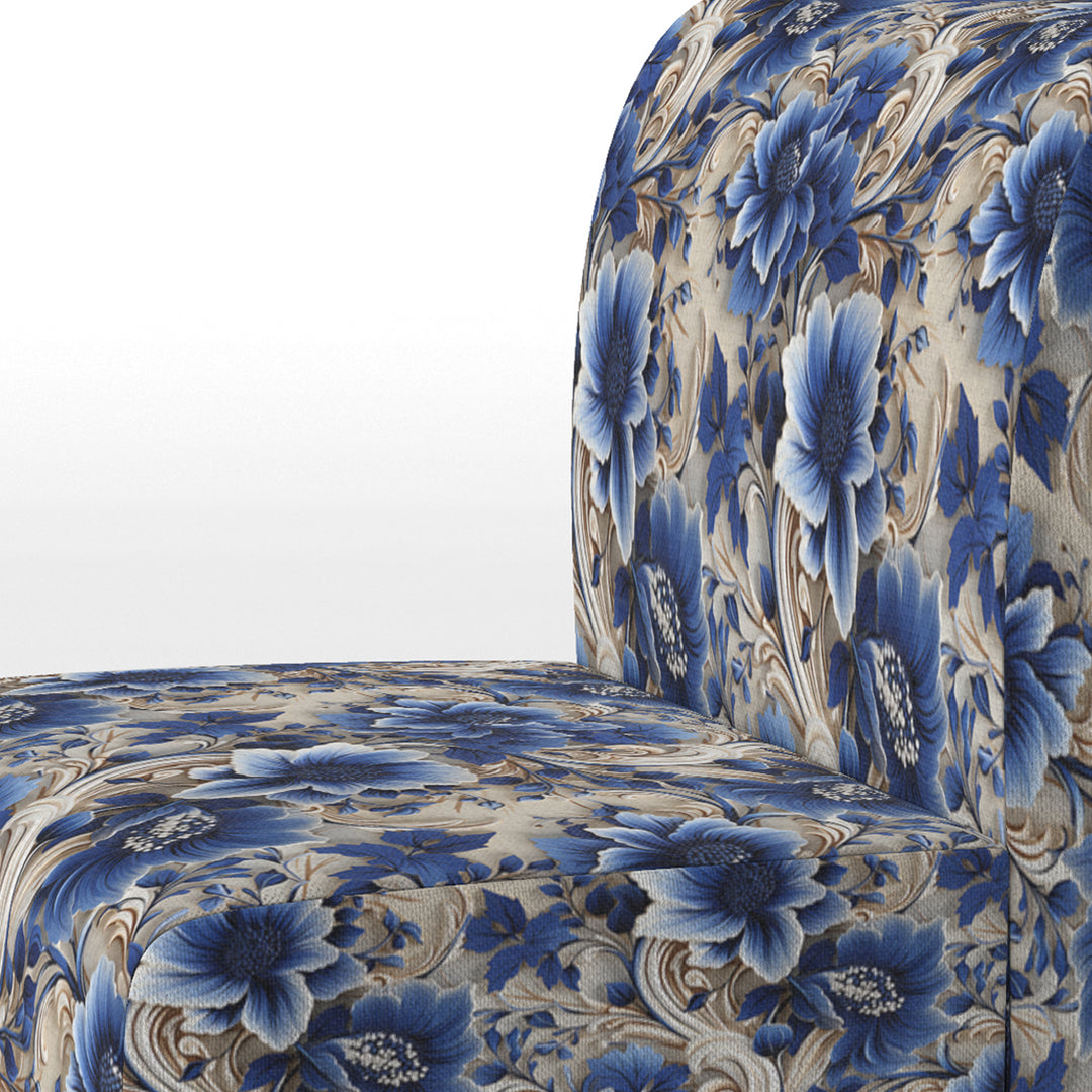 Cobalt Blue And White Victorian Floral Pattern - Cottage Accent Side Chair