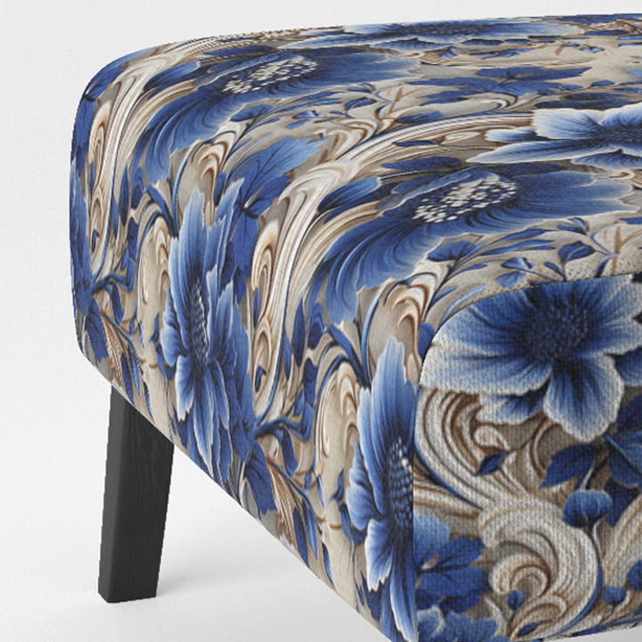 Cobalt Blue And White Victorian Floral Pattern - Cottage Accent Side Chair