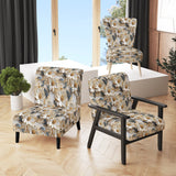 Golden White And Blue Flowers Elegance - Upholstered Glam Accent Chairs