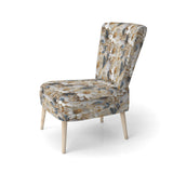 Golden White And Blue Flowers Elegance - Upholstered Glam Accent Chairs