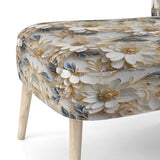 Golden White And Blue Flowers Elegance - Upholstered Glam Accent Chairs