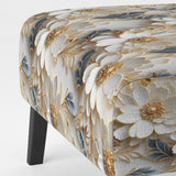 Golden White And Blue Flowers Elegance - Upholstered Glam Accent Chairs