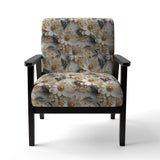 Golden White And Blue Flowers Elegance - Upholstered Glam Accent Chairs