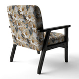 Golden White And Blue Flowers Elegance - Upholstered Glam Accent Chairs