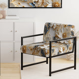 Golden White And Blue Flowers Elegance - Upholstered Glam Accent Chairs