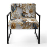 Golden White And Blue Flowers Elegance - Upholstered Glam Accent Chairs