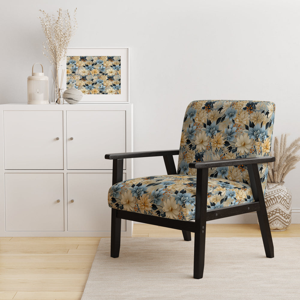 Blue Boho Floral Harmony Dreams - Cottage Arm Chair