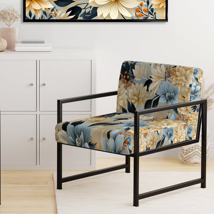 Blue Boho Floral Harmony Dreams - Cottage Arm Chair