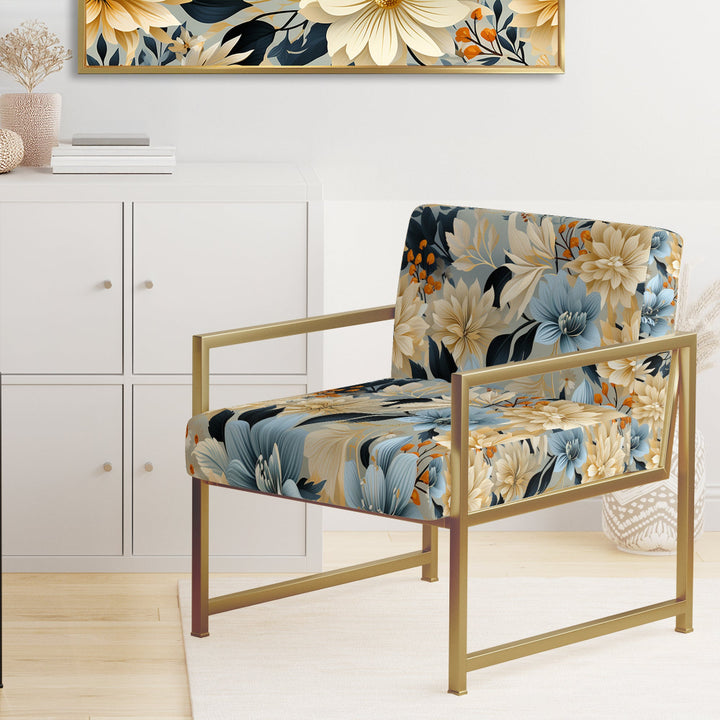 Blue Boho Floral Harmony Dreams - Cottage Arm Chair