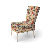 Beige And Red Autumn Flowers Garden - Vintage Arm Chair